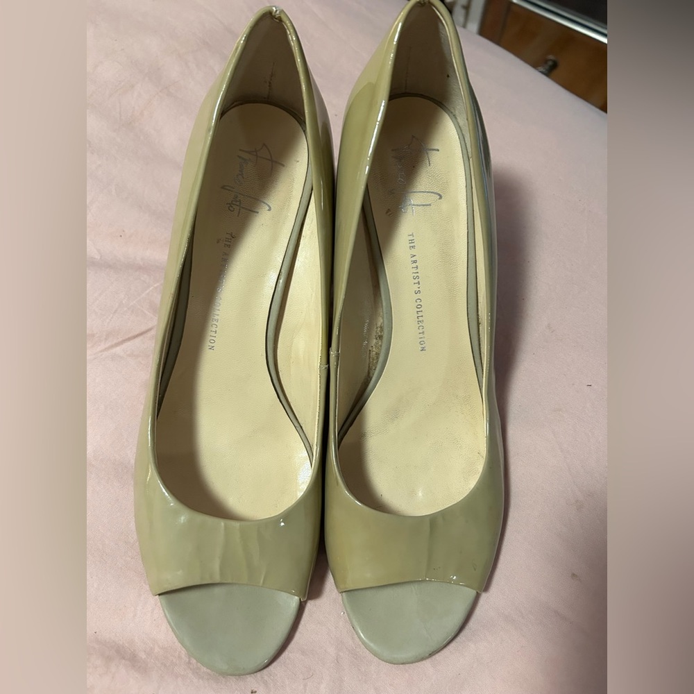 Franco Sarto patent leather wedges